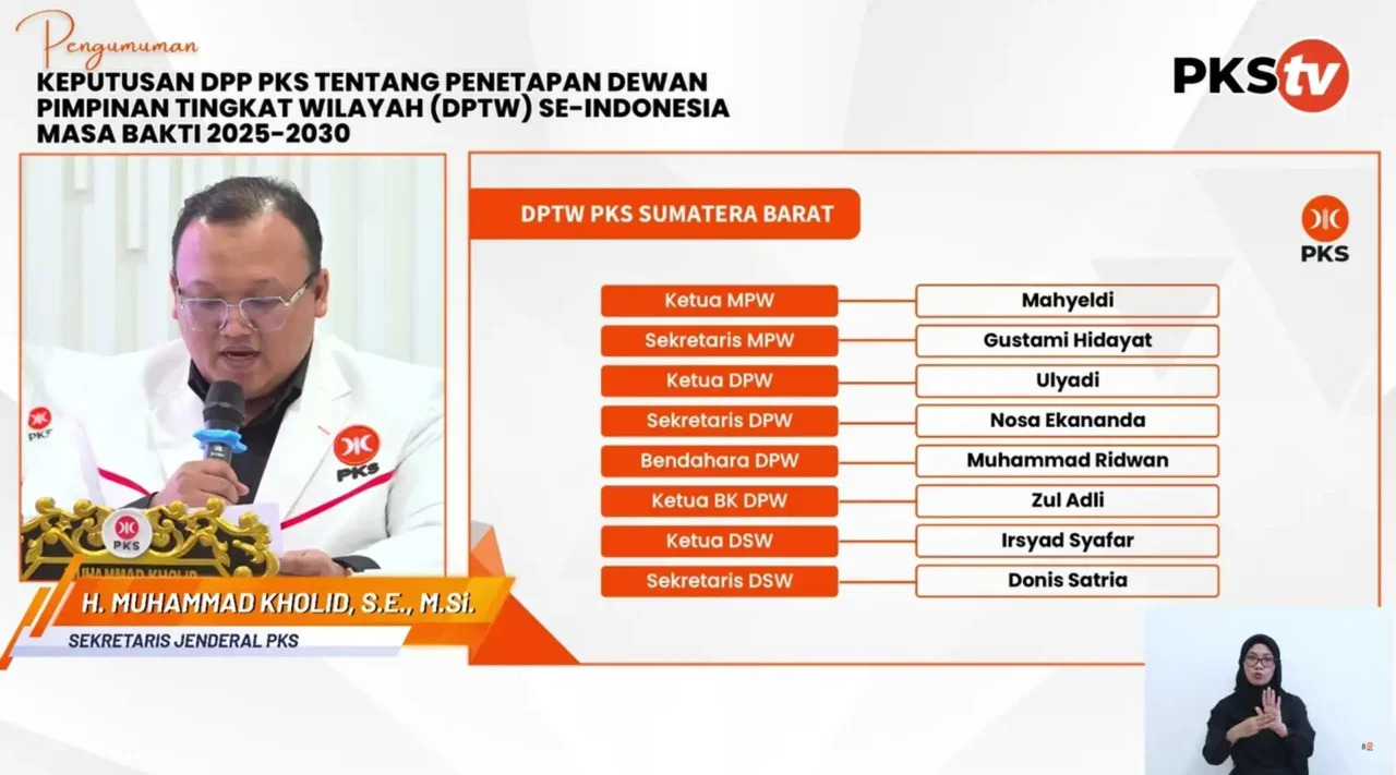 Ulyadi Pimpin PKS Sumbar, Nosa Ekananda Menggantikan
