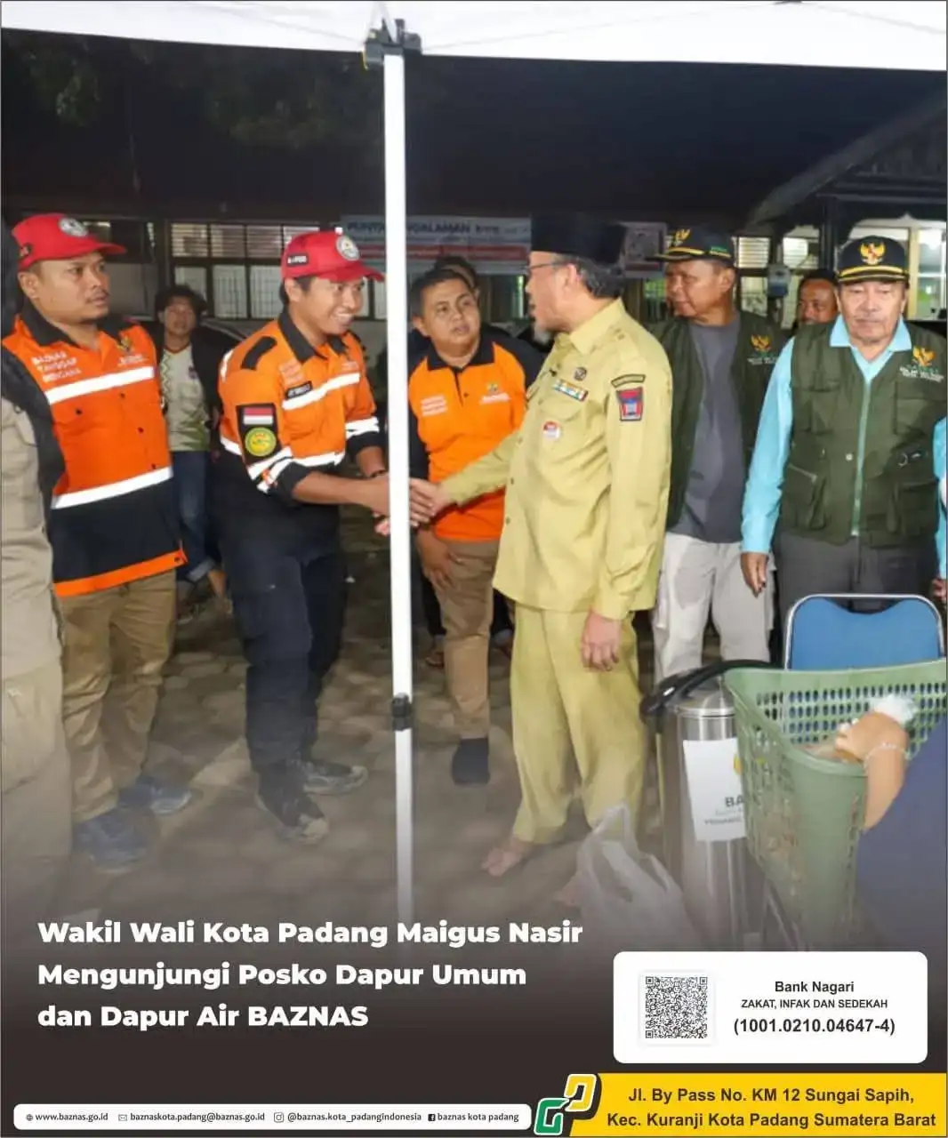 Pemko Padang Pantau Layanan Dapur Umum BAZNAS untuk Warga Terdampak Banjir