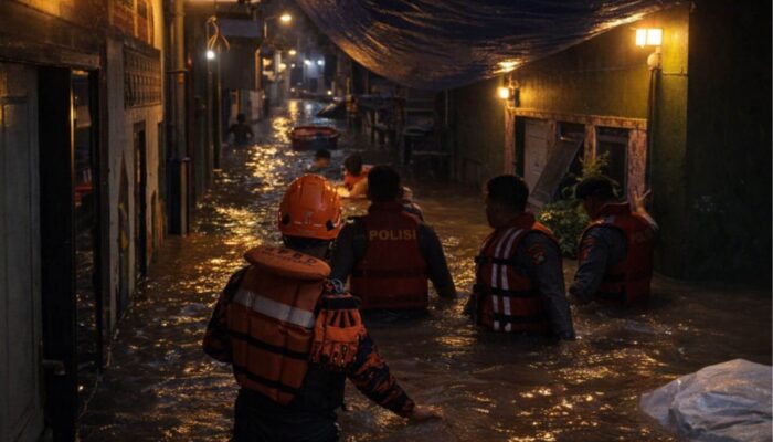 Banjir Rendam Pasar Rebo, Petugas Evakuasi Warga Sakit dan Lansia