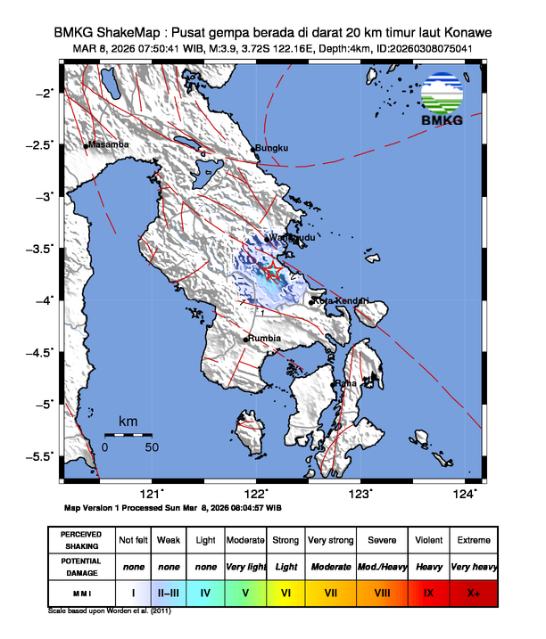 Gempa M 3.9 Guncang Konawe, Warga Diminta Tetap Waspada