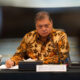 Menko Perekonomian Airlangga Hartarto saat memberikan keterangan pers terkait kebijakan perdagangan internasional.