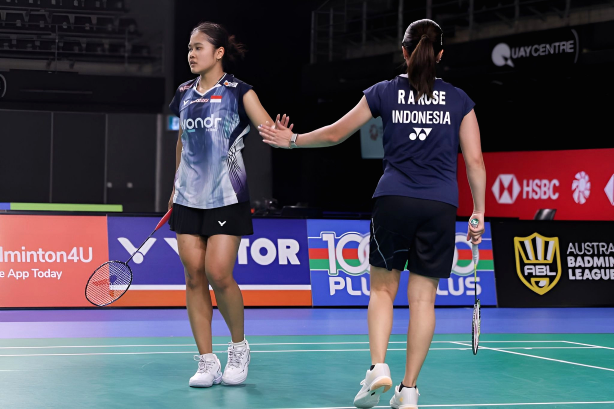 Rachel Allessya Rose dan Febi Setianingrum merayakan kemenangan atas Jia Yi Fan dan Zhang Shu Xian di China Open 2026.