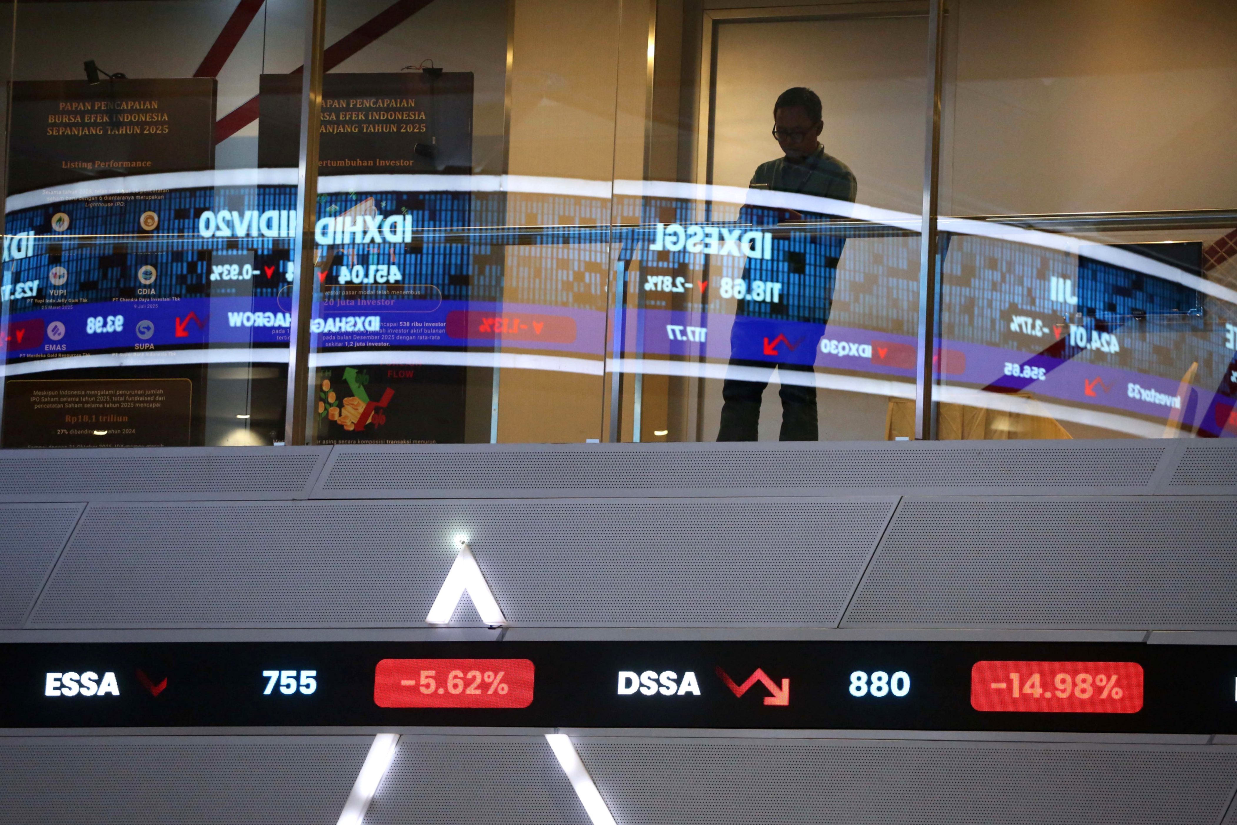 Tampilan layar pergerakan grafik Indeks Harga Saham Gabungan di Bursa Efek Indonesia