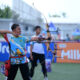 Atlet panahan kontingen Jawa Tengah merayakan kemenangan sebagai juara umum Kejurnas Panahan Junior 2026 di Kudus.