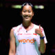 Putri Kusuma Wardani melakukan selebrasi setelah mengalahkan Wang Zhi Yi di perempat final Japan Open 2026.