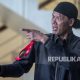 Ketua Umum GRIB Jaya Hercules Rosario Marshal dalam sesi konferensi pers klarifikasi di Jakarta Barat.