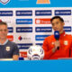 Kapten Timnas Indonesia Rizky Ridho saat sesi latihan persiapan menghadapi Vietnam di Stadion Pakansari.