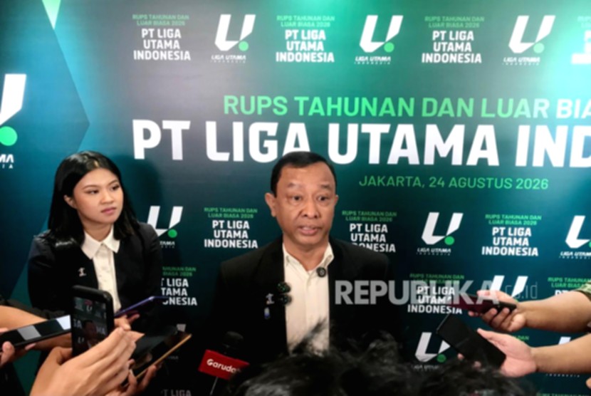 Logo PT Liga Utama Indonesia dan bola sepak sebagai simbol dimulainya kompetisi Championship pada 11 September 2026.