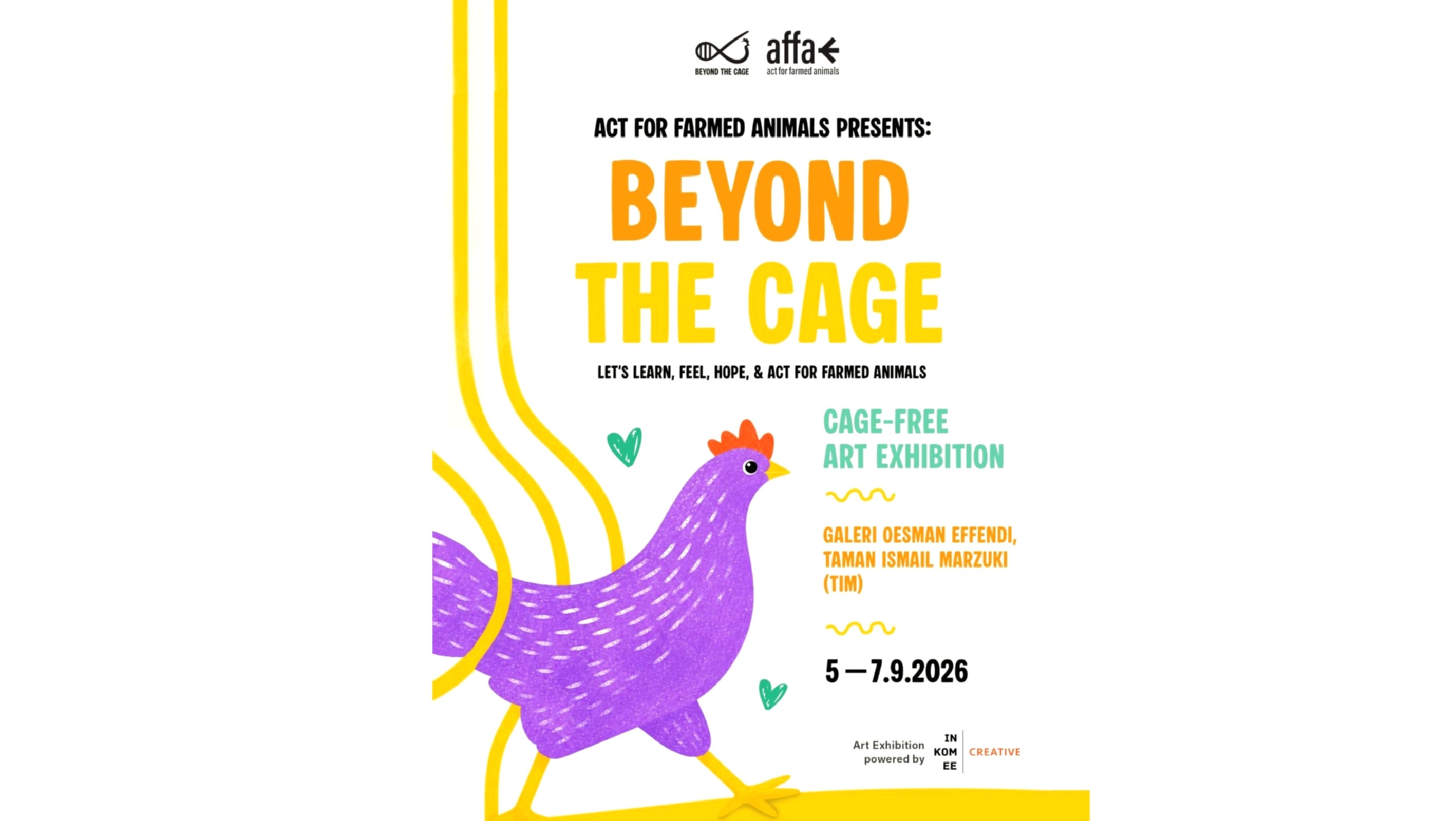 Instalasi pameran Beyond the Cage yang mengedukasi masyarakat tentang kesejahteraan ayam petelur dan keamanan pangan.