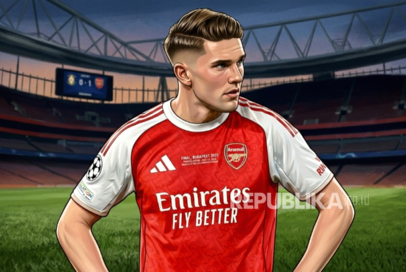 Penyerang Arsenal Viktor Gyokeres sedang berlari di lapangan hijau dalam sebuah pertandingan.