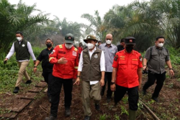 Menteri Kehutanan Raja Juli Antoni saat memberikan pernyataan terkait penanganan kebakaran hutan dan lahan