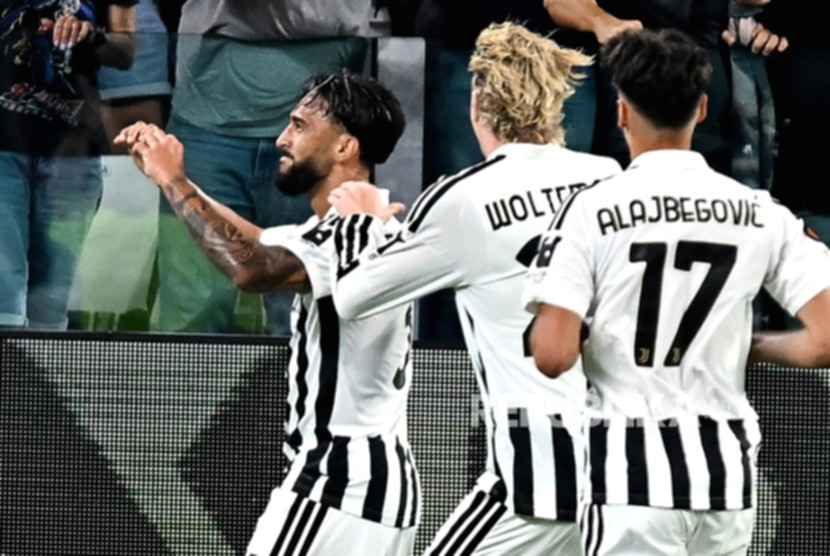 Pemain Juventus merayakan gol saat pertandingan Liga Europa melawan NEC Nijmegen di Allianz Stadium