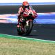 Marc Marquez merayakan kemenangan di podium Sirkuit Misano MotoGP 2026