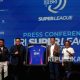 Ketua Umum PSSI Erick Thohir saat memberikan sambutan dalam acara seremonial BRI dan I League di Jakarta.