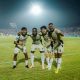 Pemain Dewa United melakukan selebrasi setelah mencetak gol ke gawang Borneo FC di Stadion Segiri.