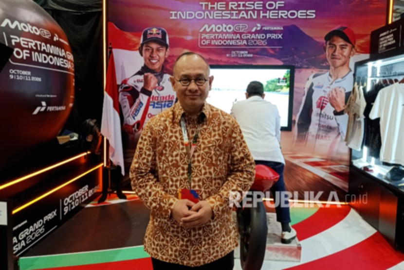 Sirkuit Mandalika dengan latar belakang tribun penonton saat persiapan ajang MotoGP 2026