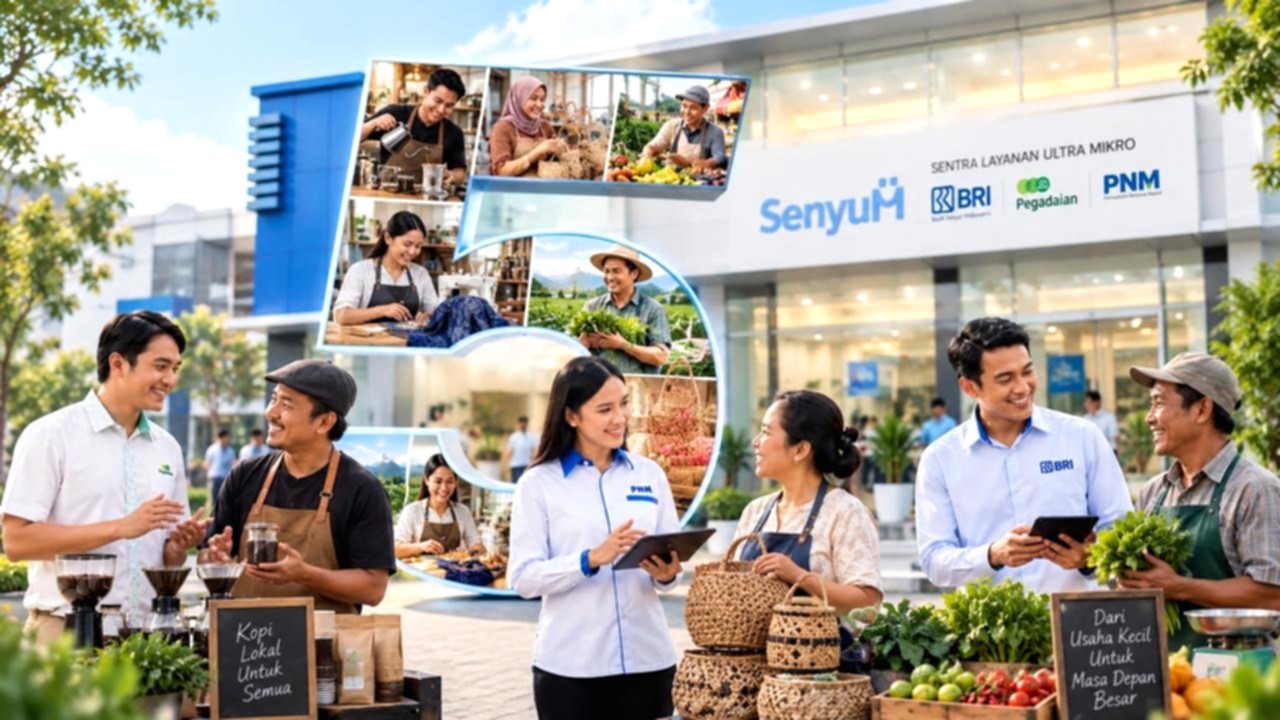 Logo BRI, Pegadaian, dan PNM sebagai bagian dari Holding Ultra Mikro Indonesia